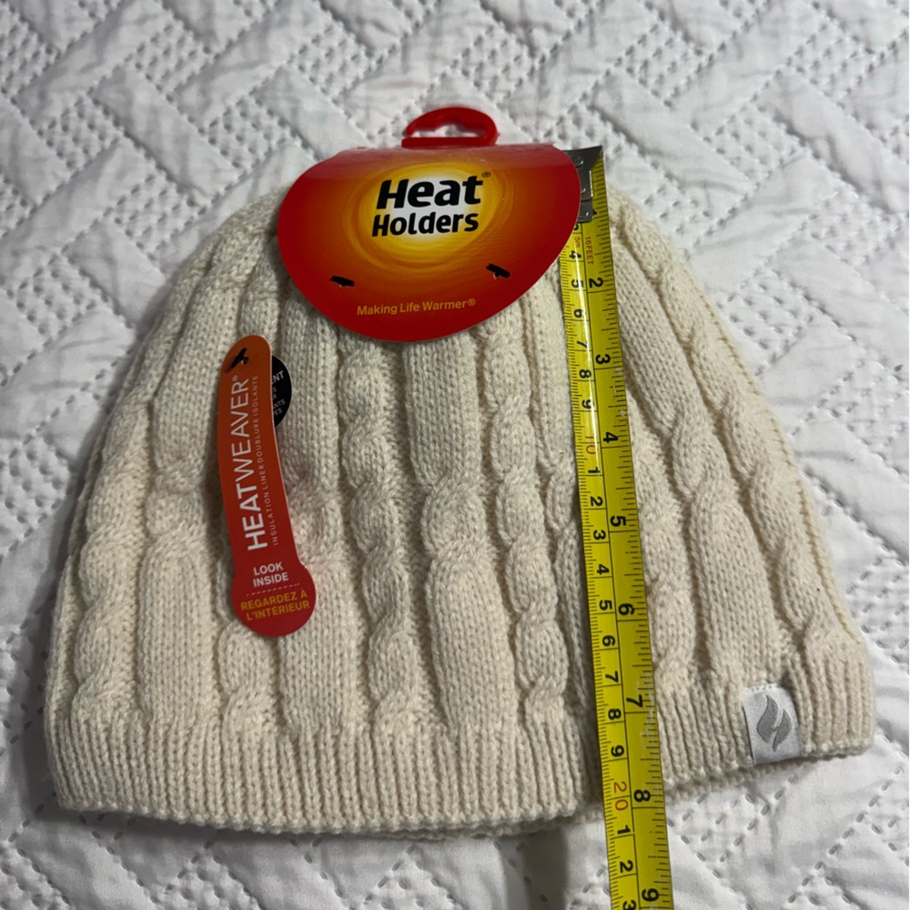Heat Holders Heatweaver Cream Cable Knit Beanie Winter Snow Hat Gear Woman Lady - Picture 8 of 8